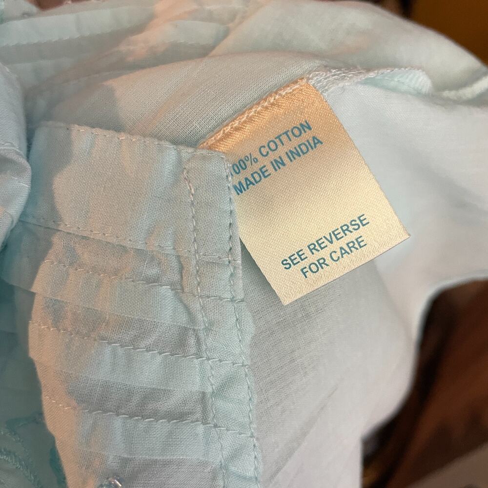 Women's Large Ella Simone Blue Button Front Bow Pleat Cotton Pajama Set - Picture 6 of 10